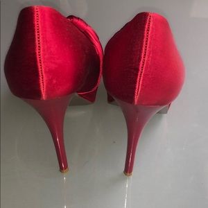 Steve Madden Red Satin Platform Pumps